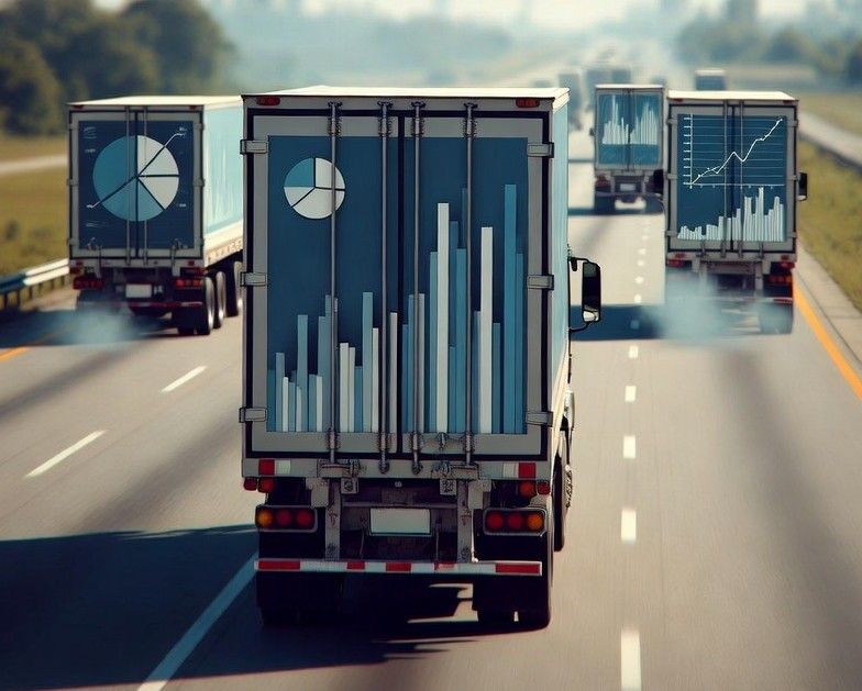 Supply trucks turning into graphs and charts