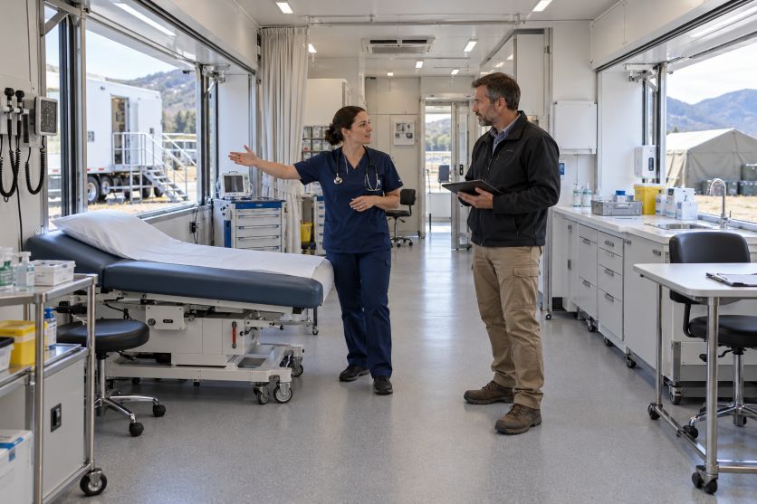 inside a deployed medical trailer